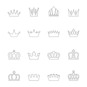 Set of crown icons, vector illustration