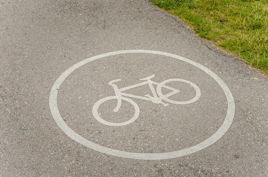 Bicycle Sign Painted on a Cycle Lane