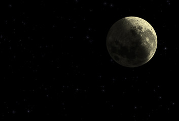 Fototapeta na wymiar Moon and stars on a dark background.
