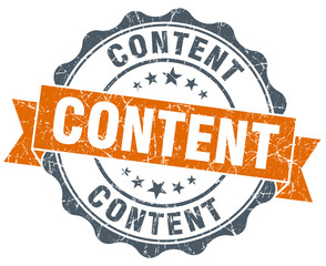 content orange vintage seal isolated on white