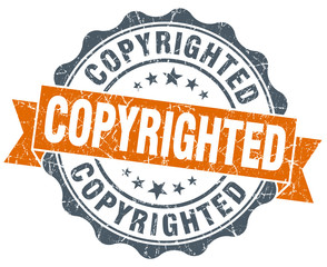 Obraz premium copyrighted orange vintage seal isolated on white