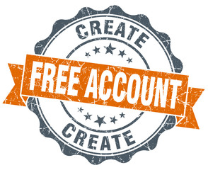 create free account orange vintage seal isolated on white