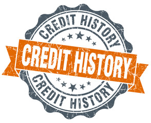 Obraz premium credit history orange vintage seal isolated on white