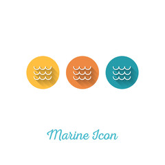 Wave Marine Flat Icon - Webdesign Element with Long Shadow
