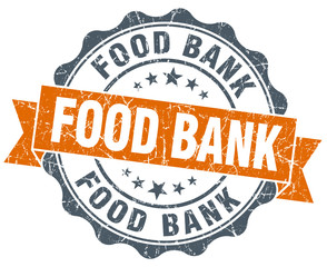 Obraz premium food bank orange vintage seal isolated on white