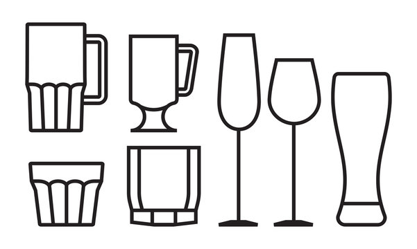 Drink glass icon set