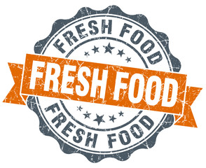 fresh food orange vintage seal isolated on white