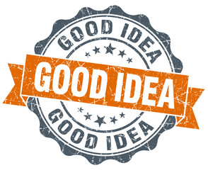 good idea orange vintage seal isolated on white