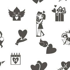 Romantic Seamless with Symbols of Valentine's Day