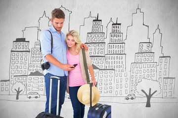 Attractive young couple ready to go on vacation