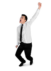 Business man winner hand up