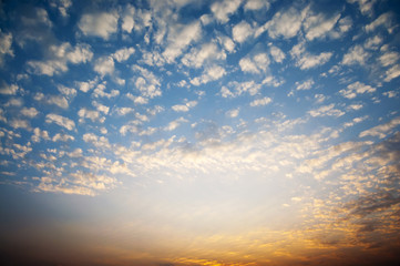 Sky background on sunset. Nature composition.