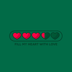 Valentine's Day status bar with flat hearts