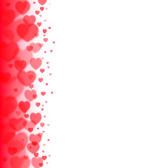 Valentines Day background with scattered blurred hearts