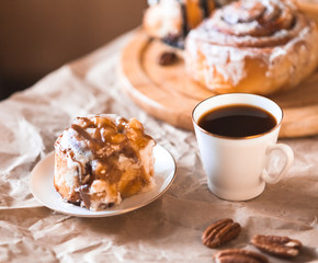 cinnabon with coffee