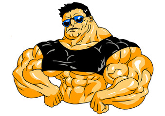 muscular bodybuilder in sunglasses