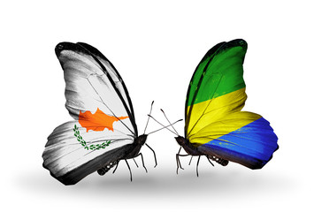 Two butterflies with flags Cyprus and Gabon