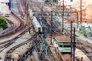 Washington, DC -Trains and overhead cables at Union Station