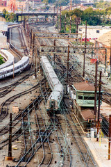 Washington, DC -Trains and overhead cables at Union Station