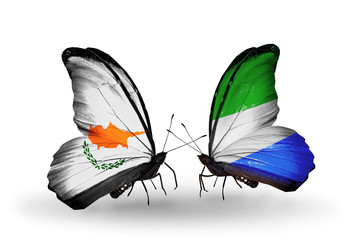 Two butterflies with flags Cyprus and Sierra Leone