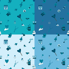 Romantic Seamless with the Symbols of Valentines Day