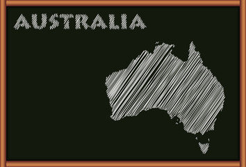 Blackboard with the Map of Australia