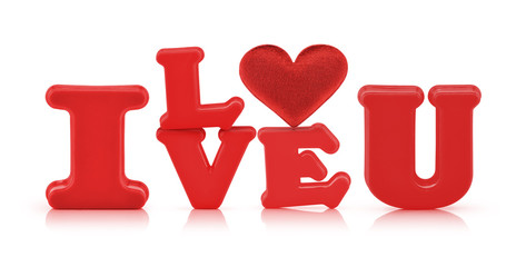 alphabet I love you toy isolated with clipping path