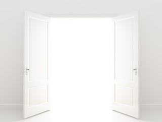 Naklejka premium white openind door. Perspective