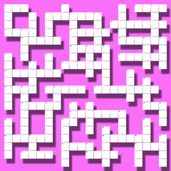 Crossword template in pink and white with floating 3D effect