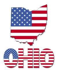 Ohio map flag and text illustration