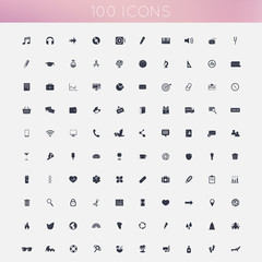 Set of 100 flat icons