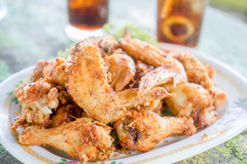 close up fried chicken