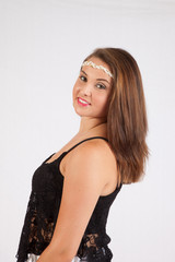Fototapeta premium woman smiling at the camera with pleasure,