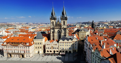 Fototapeta na wymiar Prague old town square view from old town hall tower, Prague