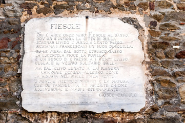 marble plate on wall in Fiesole monastery