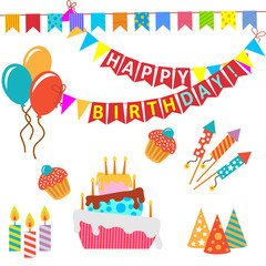 Retro Birthday Celebration Design Elements - for Scrapbook