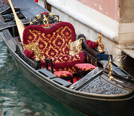 Typical chairs luxury in a gondola in Venice