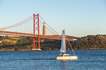Obraz premium Rail bridge in Lisbon, Portugal.