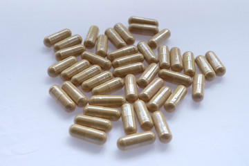 Close up andrographis paniculata herbal in capsule