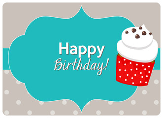 birthday card, vanilla cupcake garnish with chopped chocolate