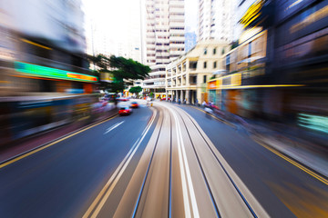 Fototapeta na wymiar traffic blur motion in modern city hongkong