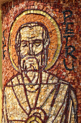 Mosaic of Saint Peter apostle on a column