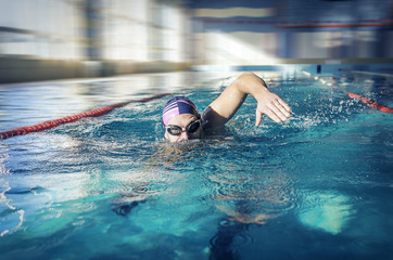 Young man swimming