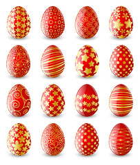 Set of red Easter eggs