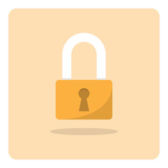Vector of flat icon, lock on isolated background