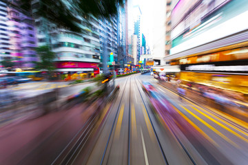 Fototapeta na wymiar traffic blur motion in modern city hongkong