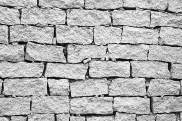 broken brick wall texture background in black and white