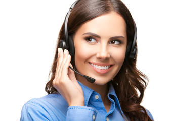Support phone operator over white