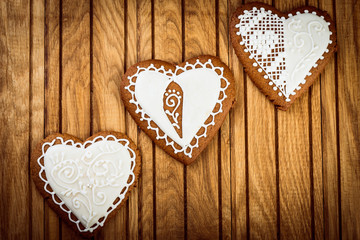 Gingerbread hearts for Valentine's day. Vintage style