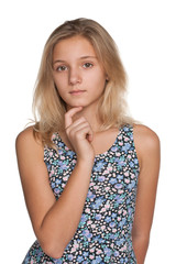 Pensive teen girl